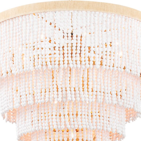 White beads of a waterfall chandelier